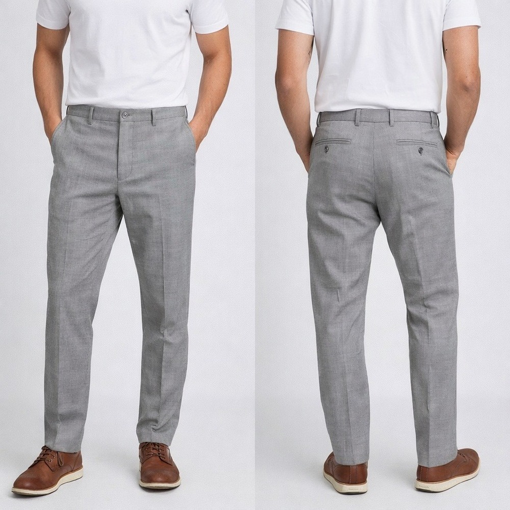 Awearness Kenneth Cole Awear-Tech Gray Wool Blend‎ Dress Pants Mens 34 Regular